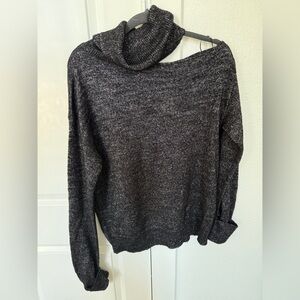 PAIGE Black/Silver Cowl Sweater